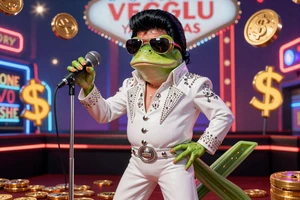 Elvis Frog in Vegas lustiger Frosch-Slot mit Las Vegas Thema von BGaming
