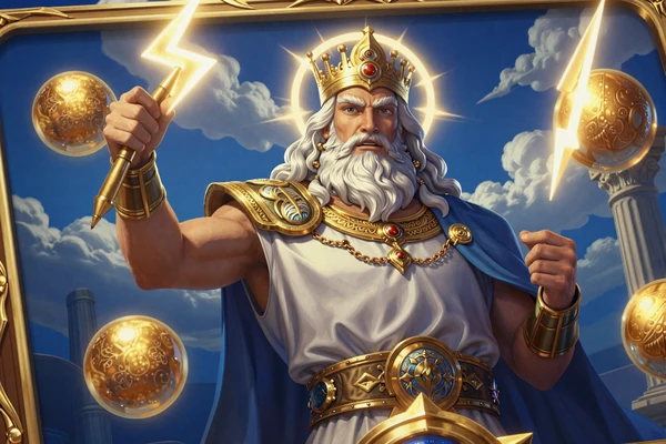 Gates of Olympus Spielautomat mit Zeus und goldenen Blitzen bei XON Casino